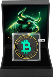 1 Unze Silber Bitcoin Glow in the Dark (Auflage: 100 | teilvergoldet)