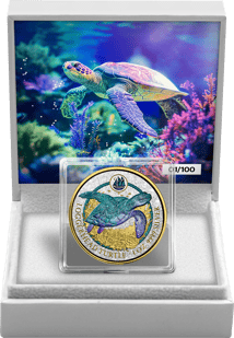 1 Unze Silber Shiny Turtle 2024 (Auflage: 100 | teilvergoldet)