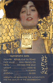 Gold Gustav Klimt Judith Münze