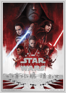 5 Unze Silber Star Wars Posters Die Letzten Jedi 2024 PP (Auflage: 200 | coloriert | Polierte Platte)