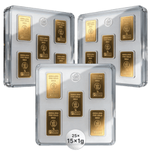 25 x 15 g Goldbarren Heimerle und Meule UnityBar