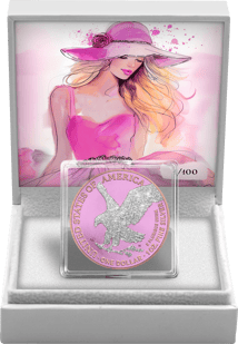 1 oz Silver American Eagle Lady Iced Out 2024 (Mintage: 100 | rose gold)