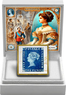 1 Unze Silber Blaue und Rote Mauritius (Auflage: 100 | teilvergoldet)