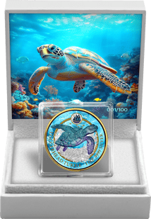 1 Unze Silber Schildkröte Iced Out (Auflage: 100 | teilvergoldet)