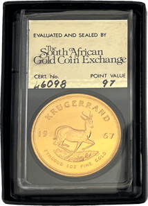 1 Unze Gold Krügerrand 1967 (Grading: 97 | Slab | Polierte Platte)