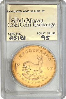 1 Unze Gold Krügerrand 1967 (Grading: 95 | Slab | Polierte Platte)