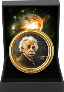 1 Unze Silber Albert Einstein 2024 (Auflage: 100 | teilvergoldet)