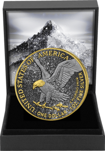 1 Unze Silber American Eagle Black Platin Iced Out 2024 (Auflage: 100 | teilvergoldet | Antik Finish)