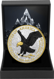 1 oz Silver Black American Eagle Iced Out 2024 (Mintage: 100 | partially gold-plated)