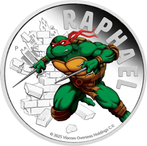 1 Unze Silber Teenage Mutant Ninja Turtles Raphael 2025 PP (Auflage: 5.000 | Polierte Platte | coloriert)