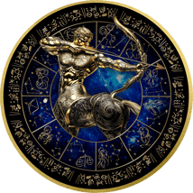 1 Unze Silber Sternzeichen Schütze 2025 (Auflage: 100 | teilvergoldet | mit Diamant)