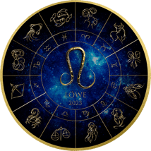 1 Unze Silber Sternzeichen Löwe 2025 (Auflage: 100 | teilvergoldet | mit Diamant)