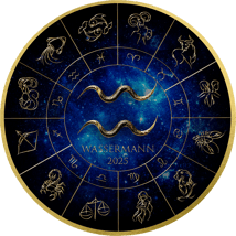 1 Unze Silber Sternzeichen Wassermann 2025 (Auflage: 100 | teilvergoldet | mit Diamant)