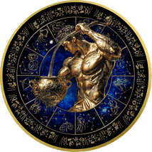 1 Unze Silber Sternzeichen Wassermann 2025 (Auflage: 100 | teilvergoldet | mit Diamant)