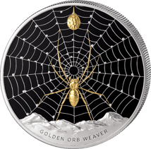 1 Unze Silber Goldene Seidenspinne 2026 (Auflage: 1.000 | teilvergoldet | Polierte Platte)