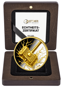 1 Unze Silber Thors Hammer Mjölnir 2026 (Auflage: 250 | teilvergoldet | Polierte Platte)