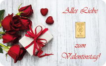 1g Gold Bar Heimerle und Meule Valentine's Day FineCard