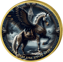 1 Unze Silber Mystischer Pegasus 2025 (Auflage: 100 | teilvergoldet)