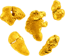 5er Set Yukon Goldnugget (Echte Nuggets 7,72g)