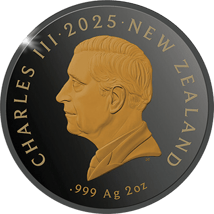 2 Unze Silber Kiwi 2025 (Auflage: 250 | teilvergoldet | Black Proof)