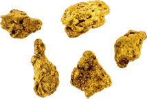 5er Set Australien Gold Nugget (Echte Nuggets 7,20g)
