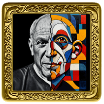 1 Unze Silber Bilderrahmen Les Demoiselles - Pablo Picasso (Auflage: 100 | teilvergoldet | Two-Face)
