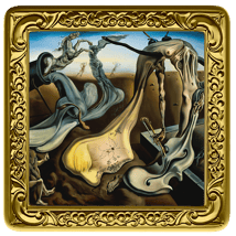 1 Unze Silber Bilderrahmen Fließende Uhren - Salvador Dali (Auflage: 100 | teilvergoldet | Two-Face)