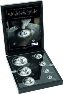 Silber Somalia Elefant First Struck Set 2025 (Auflage: 300 Stück)