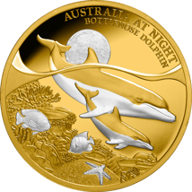 1 Unze Gold Australien bei Nacht Großer Tümmler 2025 (Auflage: 150 | Polierte Platte | Platiniert)