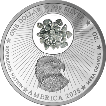 1 Unze Silber Aliens Stonehenge mit Preseli-Blaustein 2025 (Auflage: 1.000 | Polierte Platte)