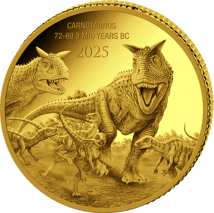 0,5g Gold Prehistoric Life Carnotaurus 2025 (Auflage: 2.000 | Polierte Platte)