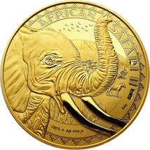 5 Unze Gold African Safari II Elefant 2021 PP (Auflage: 33 | Polierte Platte | Zertifikat Nr. 33)