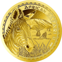 5 Unze Gold African Safari II Zebra 2022 PP (Auflage: 33 | Polierte Platte | Zertifikat Nr. 33)