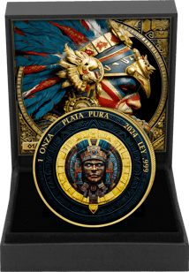 1 Unze Silber Libertad Aztekenhäuptling Iced Out 2024 (Auflage: 100 | teilvergoldet)