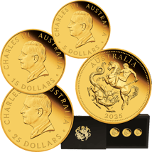 Gold Australian Sovereign 3 Münzen Set 2025 (Auflage: 250 | Polierte Platte)