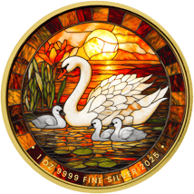 1 Unze Silber Schwan mit Jungen 2025 (Auflage: 100 | teilvergoldet)