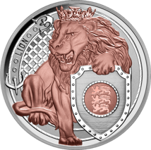 1 Unze Silber Heradlic Beasts Lion 2025 Auflage: 750 | Rosegold | Polierte Platte)