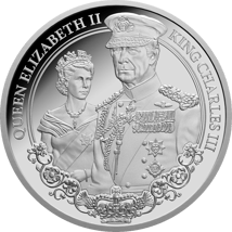 1 Unze Silber Portraits of Power Elizabeth II. & Charles III. 2025 (Auflage: 999 | Polierte Platte)