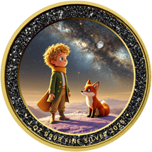 1 Unze Silber Little Prince Black Diamond Iced Out 2025 (Auflage: 50 | Diamant | teilvergoldet)