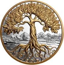 5 Unze Silber Maple Tree of Life 2025 PP (Auflage: 1.750 | Ultra High Relief | Polierte Platte | teilvergoldet)