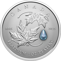 1 Unze Platin Maple Leaf Aquamarin 2025 (Auflage: 450 | Reverse Proof)