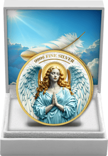1 Unze Silber Schutzengel Perlmuttoptik 2025 (Auflage: 100 | Polierte Platte | teilvergoldet)
