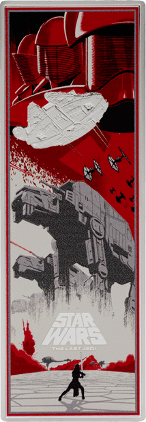 3 Unze Silber Die letzten Jedi Star Wars Posters 2025 (Auflage: 800 | Polierte Platte)