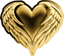 Gold Schutzengel mit Herz Münze