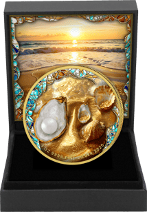 1 Unze Silber Schätze des Meeres 2025 (Auflage: 100 | echte Süßwasserperle | teilvergoldet)