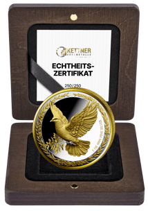 1 Unze Silber Friedenstaube 2025 (Auflage: 250 | teilvergoldet | Polierte Platte)