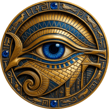 1 Unze Silber Altes Ägypten Auge des Horus 2025 (Auflage: 100 | saphirfarbene Kristalle | teilvergoldet)