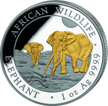 1 Unze Silber Somalia Elefant 2026 (Auflage: 3.000 | teilvergoldet)