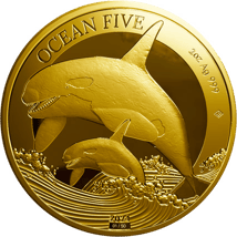 2 Unze Gold Ocean Five Orca 2024 PP  (Auflage: 50 | Polierte Platte | Zertifikat Nr. 50)