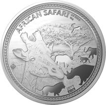 1kg Silber African Safari Giraffe 2019 (Auflage: 100 | Polierte Platte | Zertifikat Nr. 100)